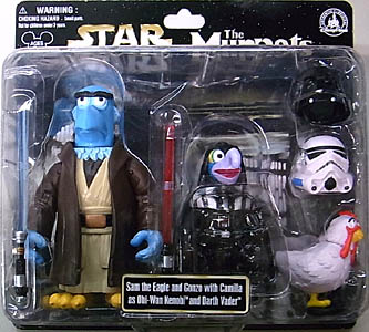 STAR WARS USA ディズニーテーマパーク限定 フィギュア THE MUPPETS 2PACK SAM THE EAGLE AND GONZO AS OBI-WAN KENOBI AND DARTH VADER 台紙破れ特価