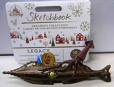 DISNEY USAディズニーストア限定 LEGACY SKETCHBOOK ORNAMENT 20,000 LEAGUES UNDER THE SEA NAUTILUS AND GIANT SQUID