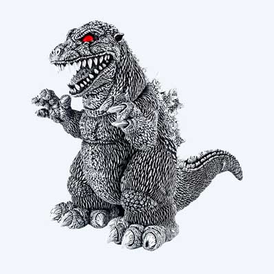 MONDO VINYL DESIGNER FIGURE BY JAMES GROMAN GODZILLA PEN AND INK VARIANT 