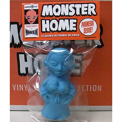 AMIGO TOYZ MONSTER HOME FINGER PUPPETS SIZE MONOCOLOR VINYL FIGURE SERIES 1 LENORA [BLUE]