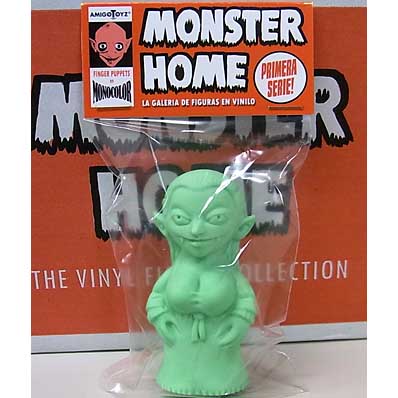 AMIGO TOYZ MONSTER HOME FINGER PUPPETS SIZE MONOCOLOR VINYL FIGURE SERIES 1 LENORA [LIGHT GREEN]