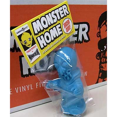 AMIGO TOYZ MONSTER HOME FINGER PUPPETS SIZE MONOCOLOR VINYL FIGURE SERIES 3 MONSTRUO MIL CARAS [BLUE]