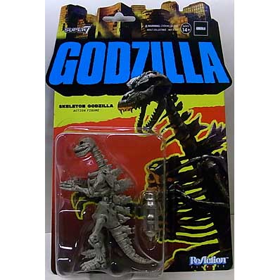 台紙傷み特価 SUPER 7 REACTION FIGURES 3.75インチアクションフィギュア TOHO GODZILLA SKELETON (GREY)