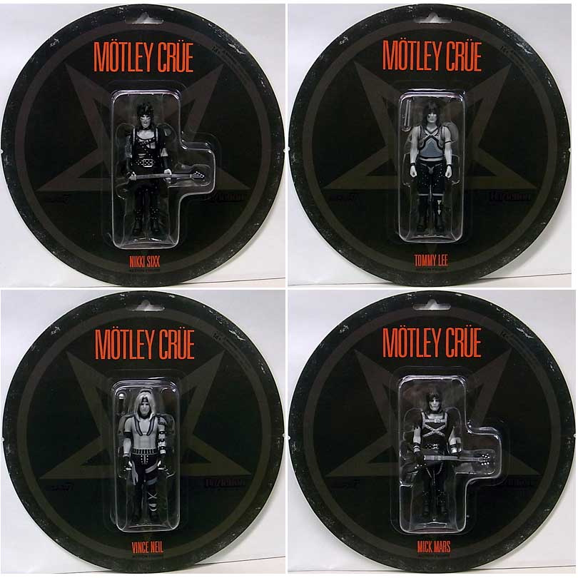 SUPER 7 REACTION FIGURES 3.75インチアクションフィギュア MOTLEY CRUE WAVE 2 (SHOUT AT THE DEVIL - BLACK & WHITE) 4種セット