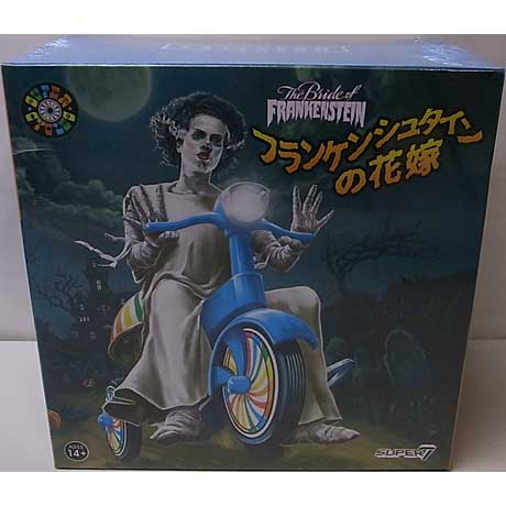 SUPER 7 SUPER CYCLES UNIVERSAL MONSTERS BRIDE OF FRANKENSTEIN (WHITE W/ BLUE TRIKE)